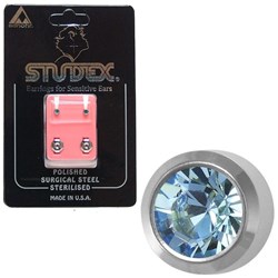 Birthstone Studs - Mini Bezel S/S - March / Aquamarine